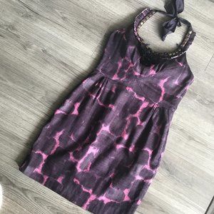 J. Crew linen and cotton halter dress with raffia